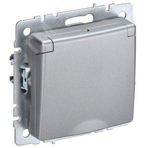 Розетка IEK BR-R16-16-44-K47 BRITE РСбш10-3-44-БрА 16А IP44 с заземл. защ. шторки  с крышкой алюм.