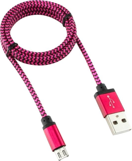 CC-mUSB2pe1m Кабель USB2.0 Cablexpert CC-mUSB2pe1m, AM/MicroUSB, медь, нейлон.оплетка, алюмин.разъемы,  Pro, 1м, фиолет.