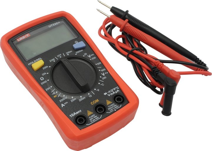 Мультиметр UNI-T  UT33C+ , 600В, 10А, 200МОм, ручной выбор диапазона измерений, режим измерения температуры