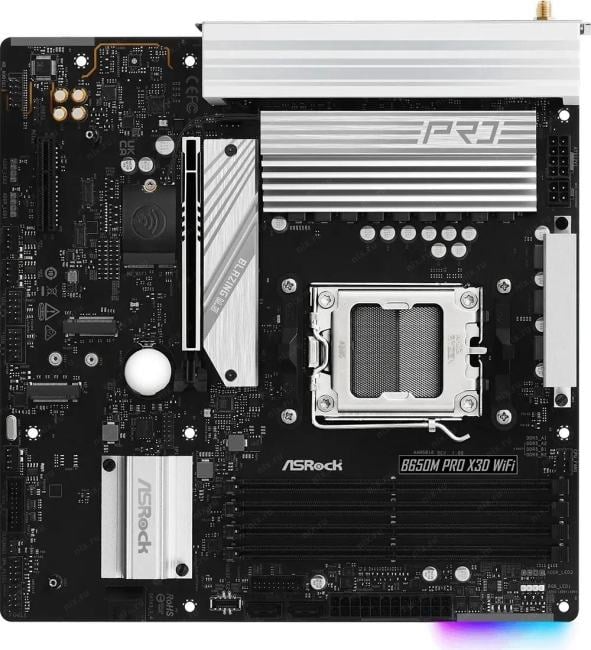 Материнская плата Asrock B650M PRO X3D WIFI Socket AM5 AMD B650 4xDDR5 mATX AC`97 8ch(7.1)  2.5Gg  RAID+HDMI+DP