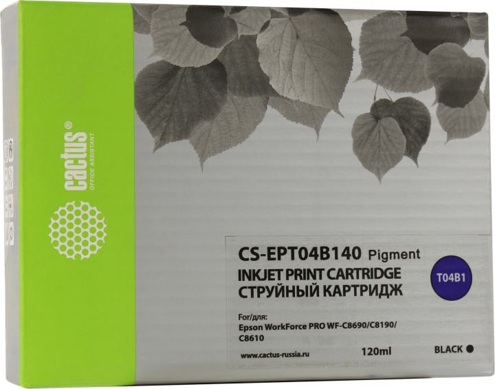 Картридж Cactus CS-EPT04B140 Black для Epson WorkForce  Pro WF-C8190/C8690/C8610 (120мл)
