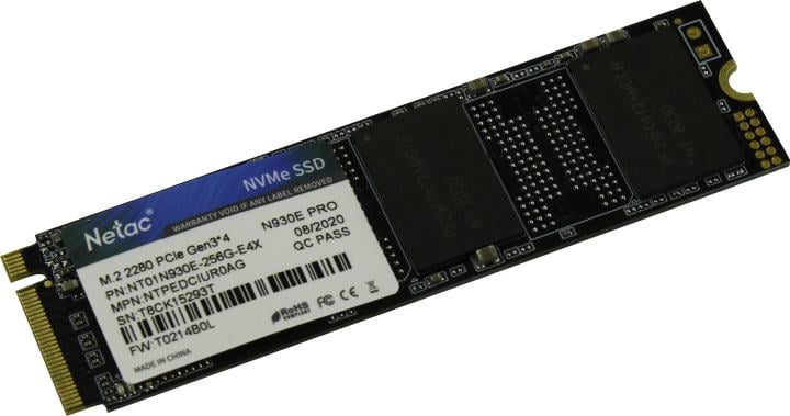 SSD накопитель Netac SSD N930E Pro 256GB PCIe 3 x4 M.2 2280 NVMe 3D NAND, R/W up to 2040/1270MB/s, IOPS(R4K) 150K/180K, TBW 150TB, 3y wty