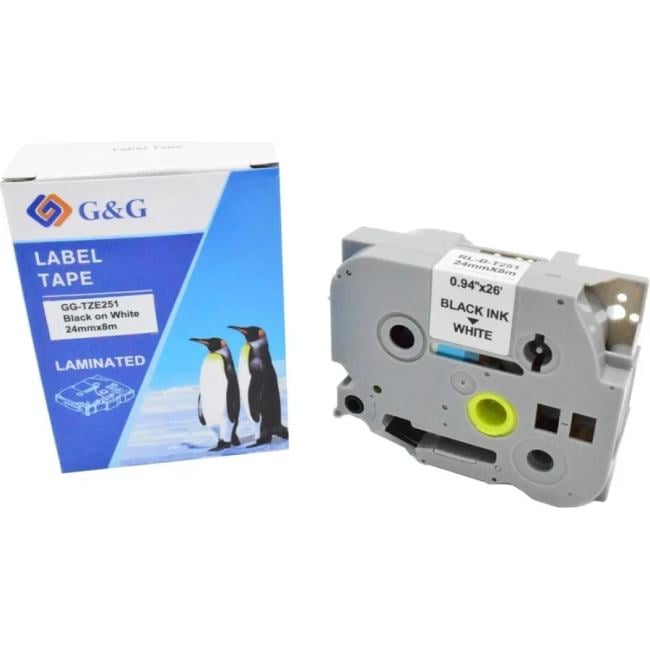 Картридж ленточный G&G GG-TZE251 черный на белом 24x8 для  Brother  1010/1280/1280VP/2700VP