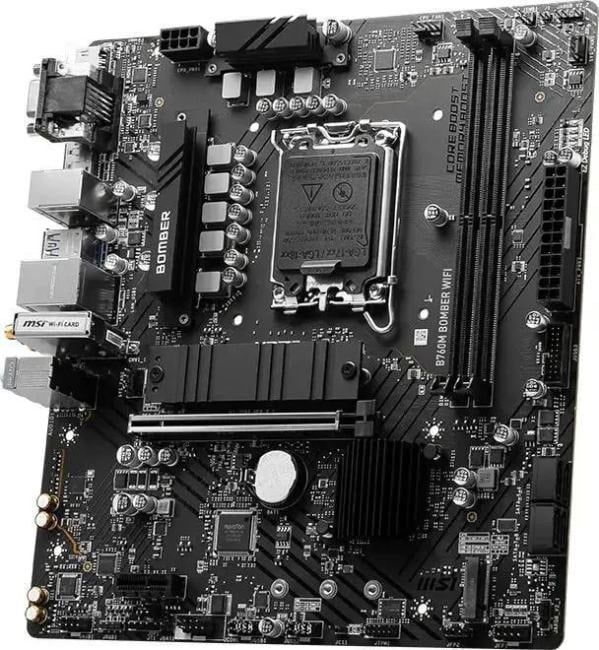 Материнская плата MSI B760M BOMBER WIFI Soc-1700 Intel B760 2xDDR5 mATX AC`97  8ch(7.1)  2.5Gg+VGA+HDMI+DP