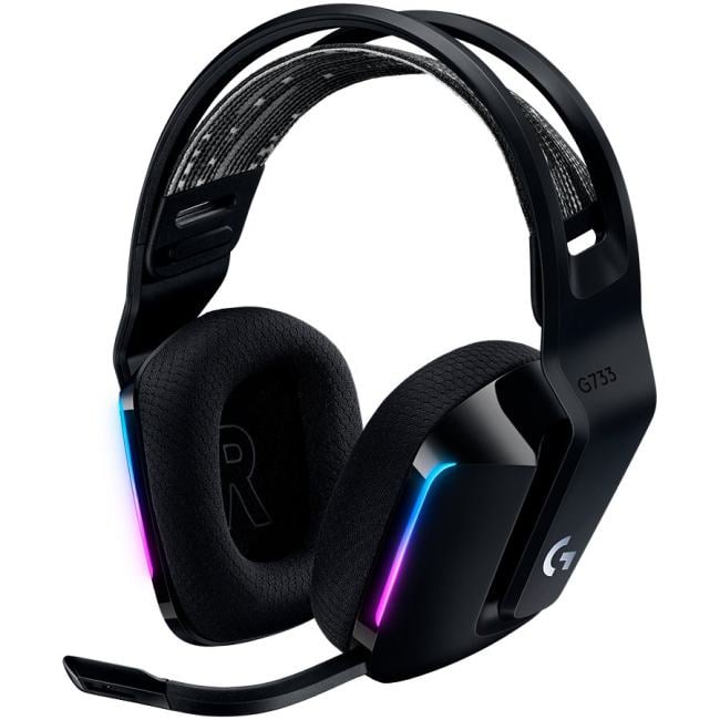 Наушники Logitech - G733 Lightspeed, 20 метров, batt 20h, беспроводной, 20 Гц - 20 кГц, 100 Гц - 10 кГц, цвет чёрный, 981-000864