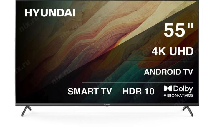 Hyundai 55" H-LED55BU7009 Android TV Frameless Metal черный 4K Ultra HD 60Hz MEMC DVB-T DVB-T2 DVB-C DVB-S  DVB-S2 USB W
