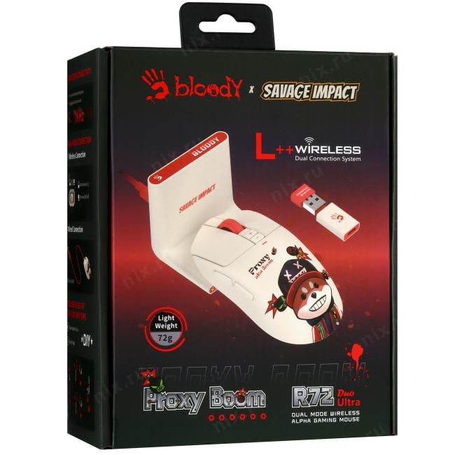 Мышь A4Tech Bloody R72 Ultra Duo Proxy Boom бежевый оптическая 20000dpi беспров. USB/USB-C 6but  (R72 ULTRA DUO)