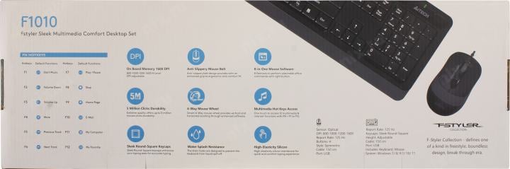 Клавиатура A4Tech Fstyler F1010 Grey (Кл-ра, USB,+Мышь,4кн,  Roll,  USB)