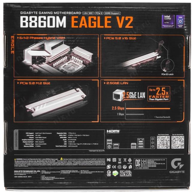 GIGABYTE B860M EAGLE V2 (RTL) LGA1851 <B860> 2xPCI-E HDMI+DP 2.5GbLAN  SATA MicroATX 2DDR5