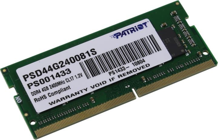 Patriot <PSD44G240081S> DDR4 SODIMM 4Gb <PC4-19200>  CL17 (for NoteBook)