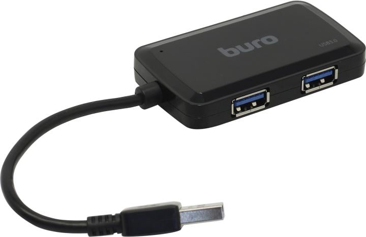 <079786> Концентратор USB-A - 4-port USB3.0, BURO BU-HUB4-U3.0-S, черный [BU-HUB4-U3.0-S]