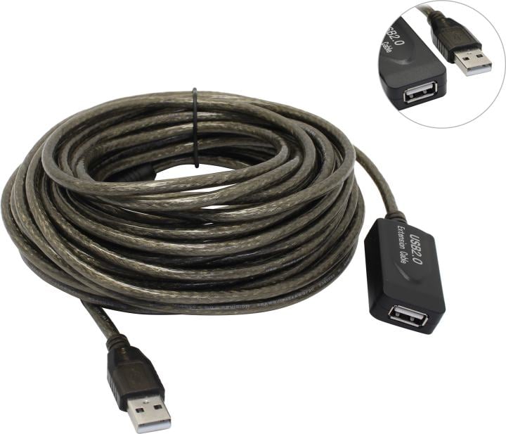 Кабель AOpen ACU823-10м, USB 2.0 удлинитель-репитер, 10м
