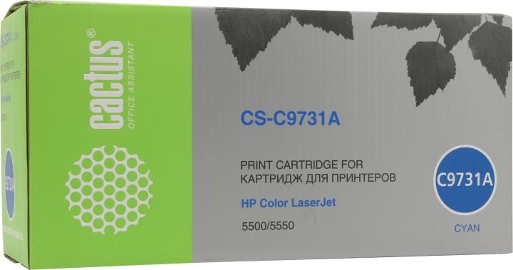 Картридж лазерный Cactus CS-C9731A для HP Color LaserJet 5500, 5550, голубой, 12000 стр.