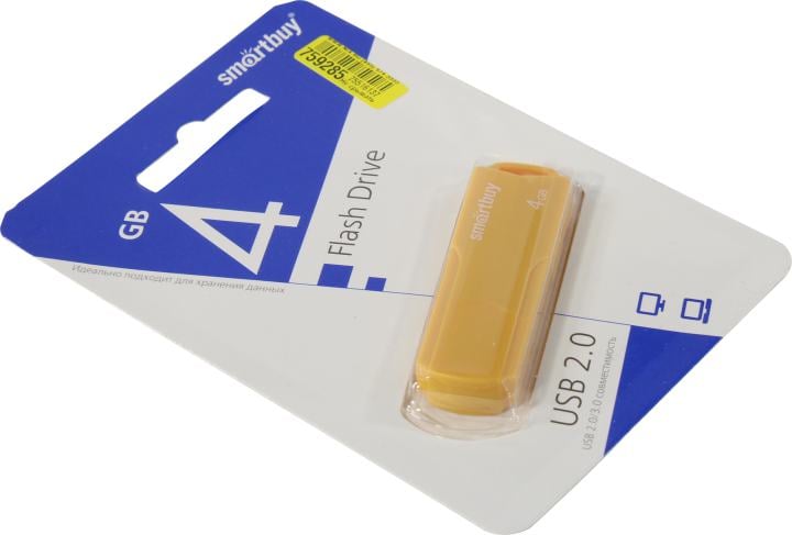 Флешка USB Smartbuy CLUE Yellow (SB4GbCLU-Y), 4Gb, USB 2.0, R/W 15/8, желтый