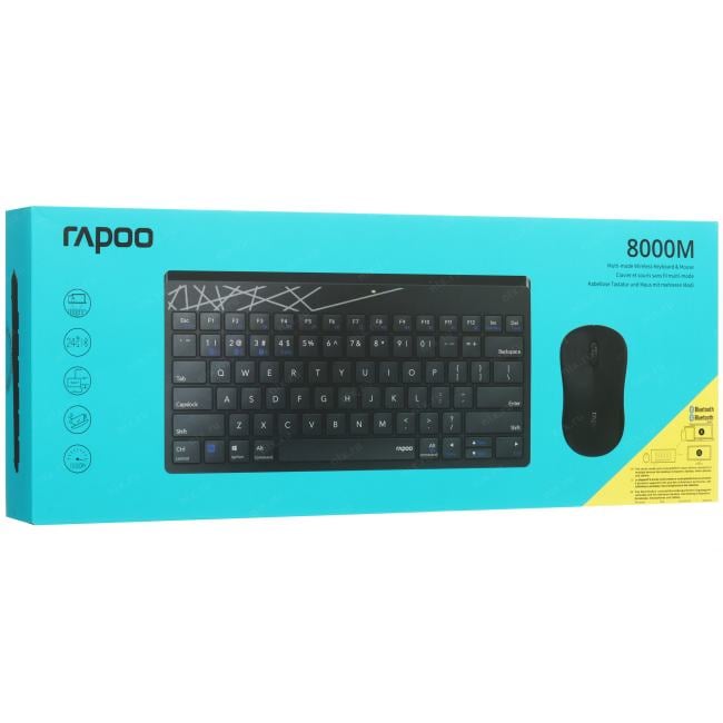 Комплект Rapoo 8000M, клавиатура+мышь, беспроводной, черный