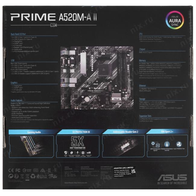 ASUS PRIME A520M-A II/CSM (RTL) AM4 <AMD A520> PCI-E Dsub+HDMI+DP GbLAN SATA  MicroATX  4DDR4