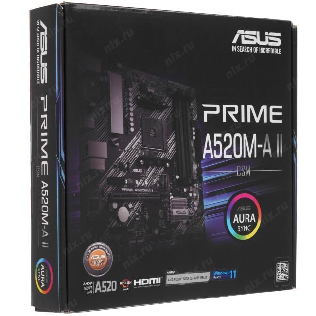 ASUS PRIME A520M-A II/CSM (RTL) AM4 <AMD A520> PCI-E Dsub+HDMI+DP GbLAN SATA  MicroATX  4DDR4