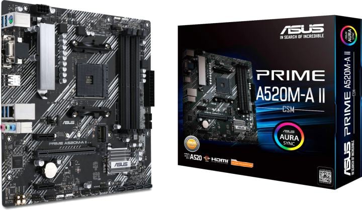ASUS PRIME A520M-A II/CSM (RTL) AM4 <AMD A520> PCI-E Dsub+HDMI+DP GbLAN SATA  MicroATX  4DDR4