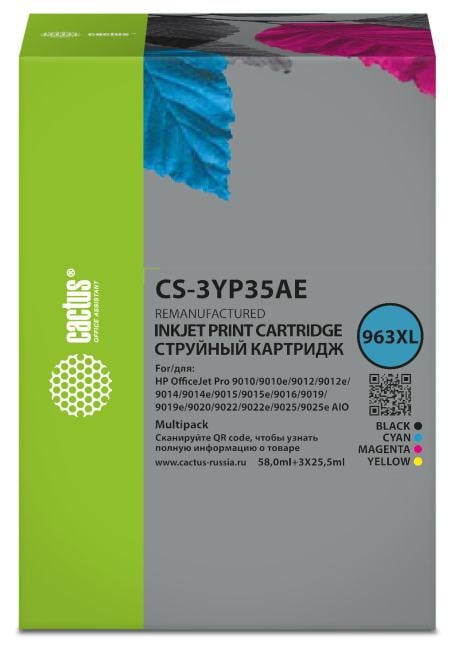Картридж струйный Cactus CS-3YP35AE 963XL многоцветный набор (134.5мл) для HP  OJ  9010  Pro AiO/9012/9014/9015/9016