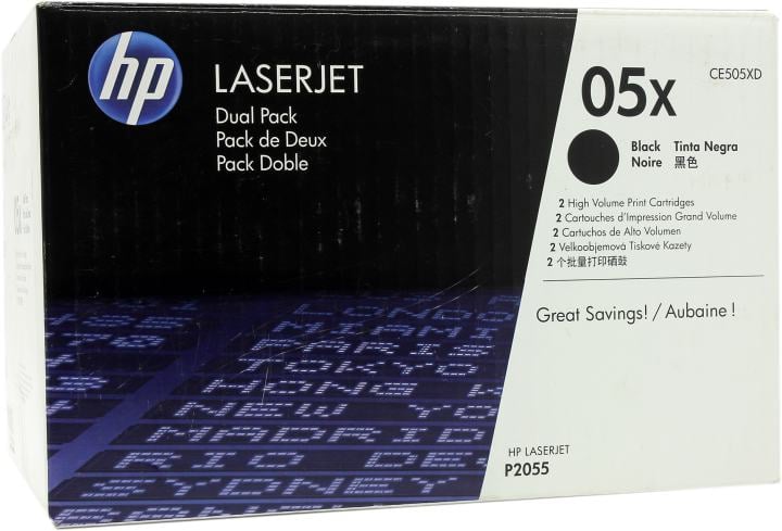 <036379> Картридж лазерный HP 05X (CE505XD) для HP P2055, 2 шт. в упаковке черный [CE505XD]