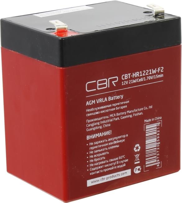 CBR Аккумуляторная VRLA батарея CBT-HR1221W-F2 (12В 5,2Ач), клеммы F2