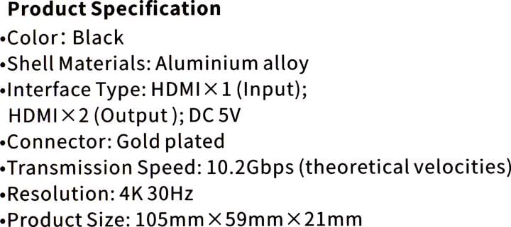 Vention <ACBG0>  2-port HDMI Splitter