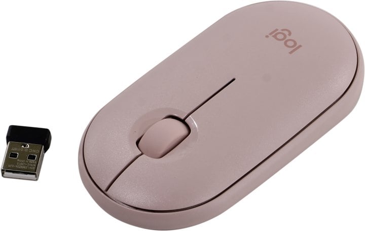 910-005717 Мышь Logitech Pebble M350 розовый оптическая (1000dpi) silent беспроводная BT USB для ноутбука (3but)