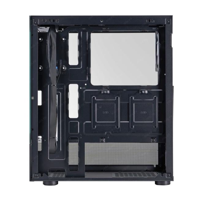 Корпус для ПК 1STPLAYER - MIKU Mi7-A ARGB, mITX, mATX, ATX, 2х2.5", 1х3.5", 1xUSB2.0, 1xUSB3.0, Midi Tower, без БП, цвет чёрный, Mi7-A-BK-2FC7R-1FC7