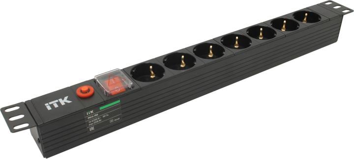 Блок PDU ITK PH13-7D3, 7 розеток DIN, 1U, C14, черный