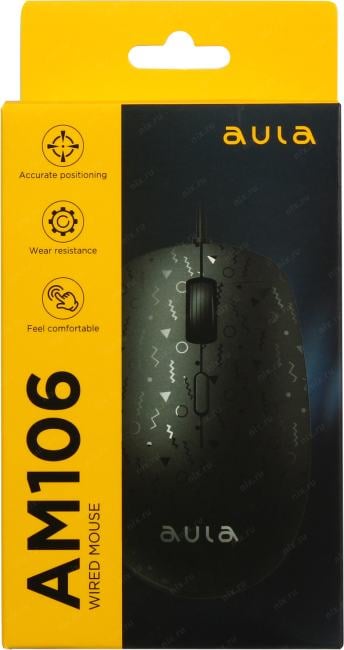 AULA Wired Optical Mouse <AM106>  (RTL) USB 4btn+Roll