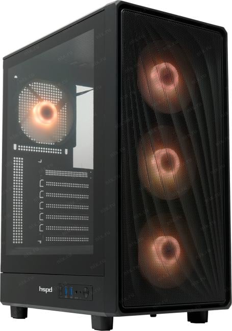 Miditower HSPD M510 <M510-TGBK-ARGB> ATX  без  БП