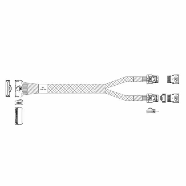 Кабель JPC P5022DR10800-8, Slimline SAS x8 - 2x HDmSAS x4, 80 см