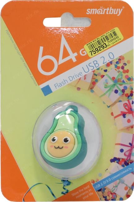Флеш накопитель 64Gb USB 2.0 SmartBuy Wild series Авокадо, зеленый (SB64GBAVO)