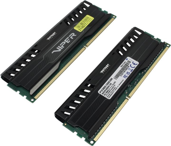 Оперативная память Patriot PV38G160C9K, 2x4GB DDR3, 1600MHz