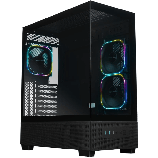 XASTRA Корпус Q500 3ARGB-FG-C10-UC Black ATX/Aquarium/Screewless/ 3x120mm ARGB PWM FG fans/Argb+PWM HUB 10port/ Type-C/ Q500-3FG12A-C10-UC