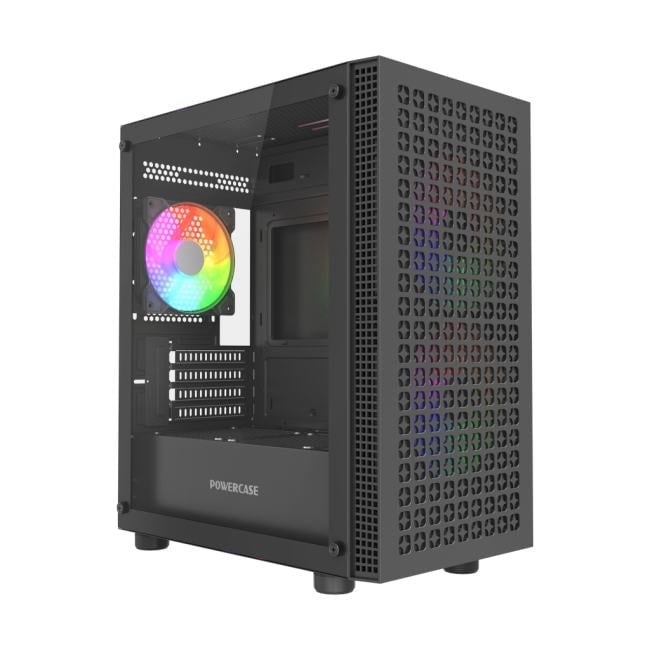 Корпус ПК PowerCase CMMEM18B-A3, mATX, TG, 2x140мм+1x120мм ARGB