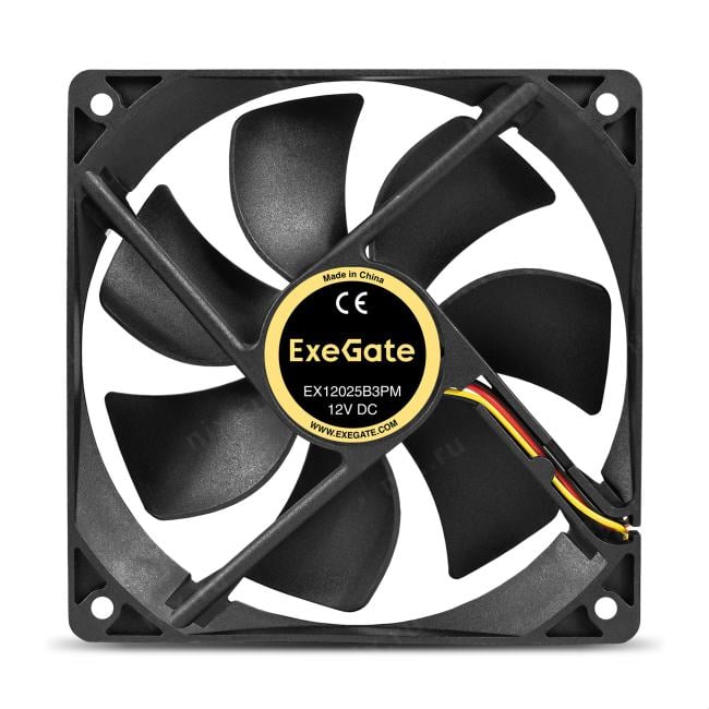 Вентилятор для корпуса ExeGate EX12025B3PM черный, 120 мм, 1550 об/мин, 25 дБ, 3 pin