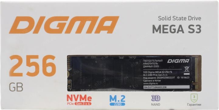SSD 256 Gb M.2 2280 M Digma MEGA S3  <DGSM3256GS33T>  3D  TLC <1618423>