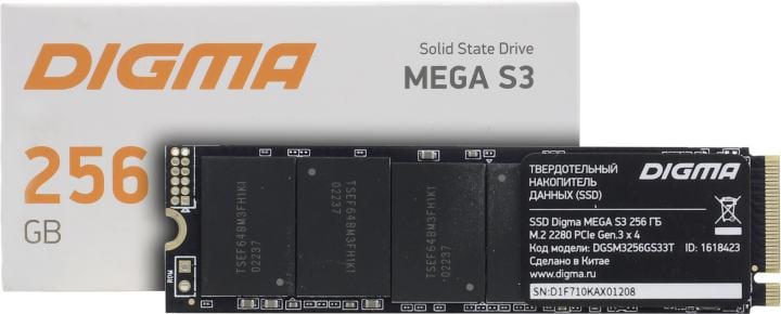 SSD 256 Gb M.2 2280 M Digma MEGA S3  <DGSM3256GS33T>  3D  TLC <1618423>