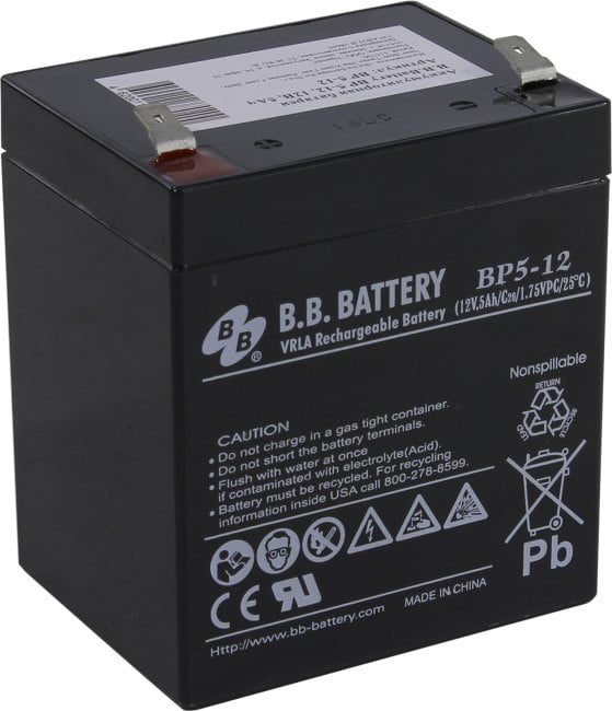 Аккумуляторная батарея B.B. Battery BP 5-12 BB (12V 5Ah ДхШхВ 90х70х106 мм, масса 1,8 кг) клеммы F2