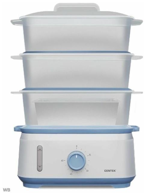 Пароварка CENTEK CT-1462 <9л> 1050Вт, таймер 60 мин, 3 контейнера, чаша для риса, резервуар 1,5л.