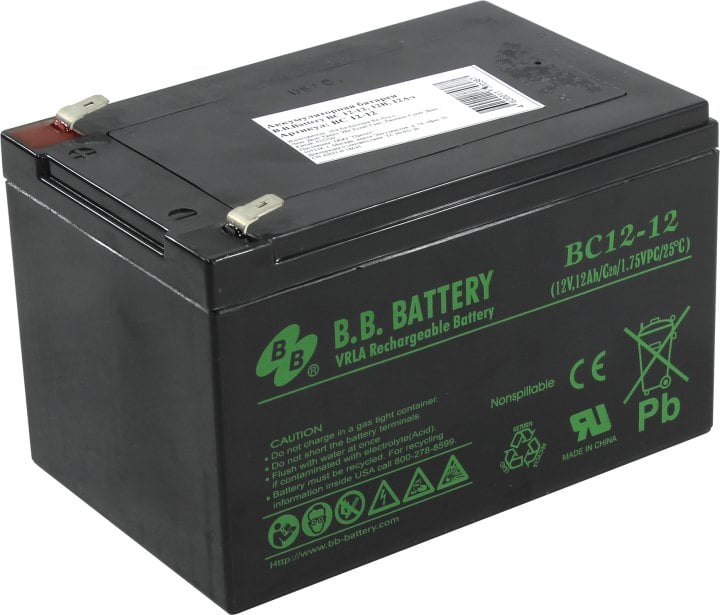 Аккумуляторная батарея B.B. Battery BC 12-12 BB (12V 12Ah ДхШхВ 151x98x98 мм, масса 3,35 кг) клеммы F2