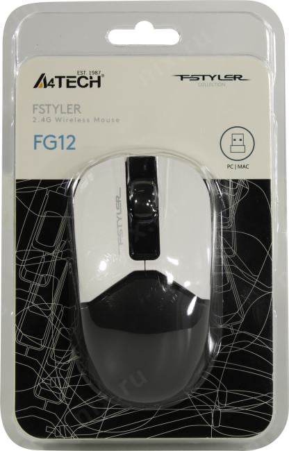 A4Tech FSTYLER Wireless Optical Mouse <FG12  Panda>USB  3btn+Roll