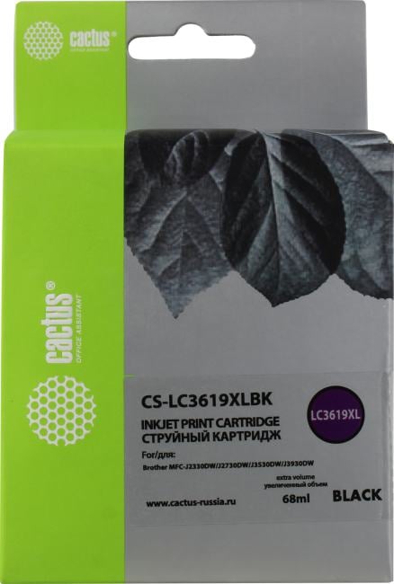 Картридж Cactus CS-LC3619XLBK  Black  для  Brother MFC-J2330DW/2730DW/3530DW/3930DW