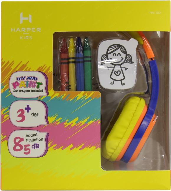 Наушники HARPER KIDS HN-302  Orange-Blue (шнур 1.2м)
