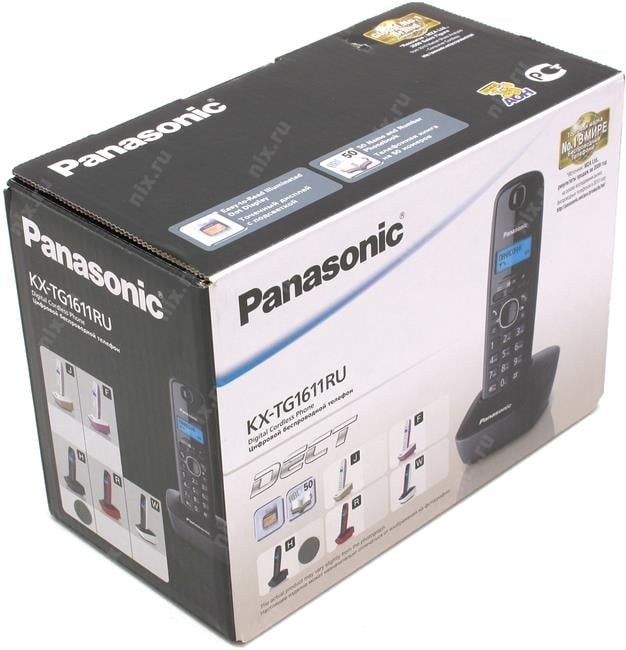 Panasonic KX-TG1611RUH <Black-Grey> р/телефон (трубка  с ЖК диспл.,DECT)