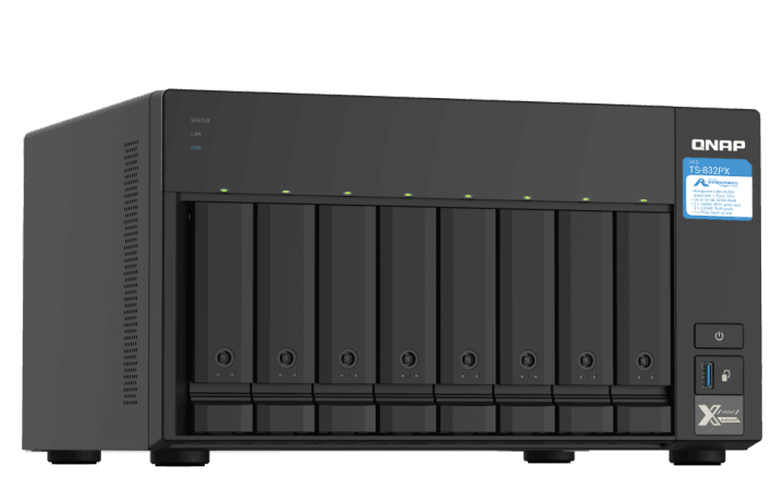 QNAP TS-832PX-4G 8-Bay NAS, AL324 , 4GB, 8 x 3.5"/ 2.5" drive slots,2 x 10GbE SFP+ LAN, 2 x 2.5  GbE  LAN,