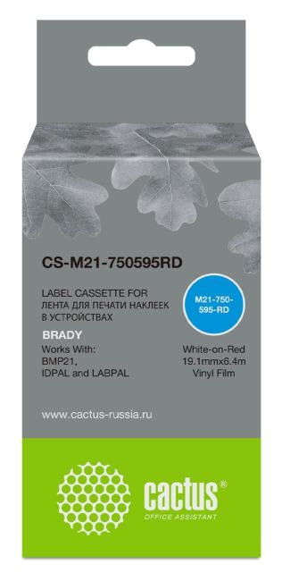 Картридж ленточный Cactus CS-M21-750595RD белый для Brady  BMP21-PLUS,  BMP21-LAB