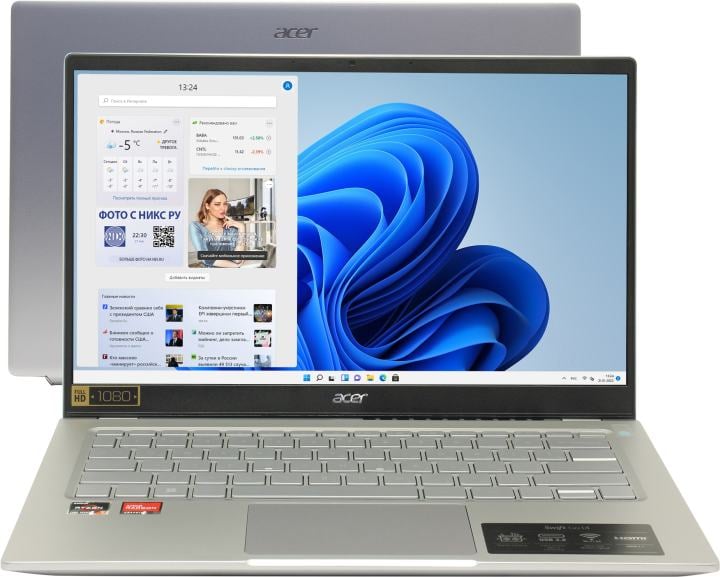 Ноутбук Acer Swift Go 14SFG14-41 Ryzen 7 7730U/16Gb/SSD 1Tb/14";/FHD/IPS/Win 11/Silver (NX.KG3CD.002)