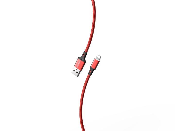 iK-512-S14rb Кабель для зарядки и передачи данных S14 Lightning красный/черн., 3 А,  1  м,  Smartbuy (iK-512-S14rb)